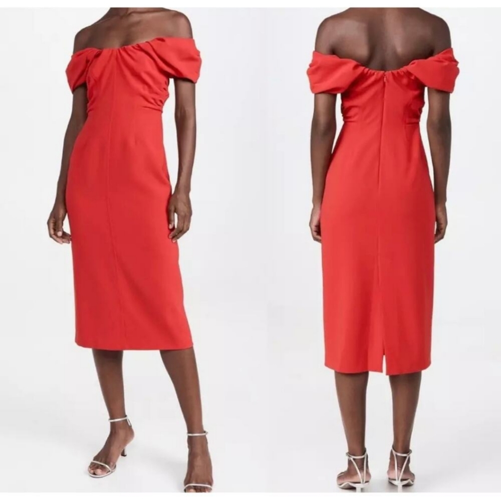 ALC Dress Off Shoulder Red Nora Midi Dress Size 2 (NEW)